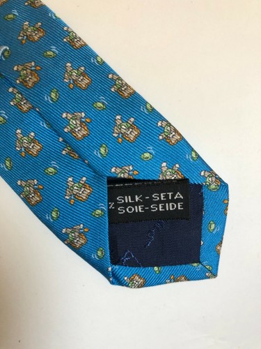NWT Men Salvatore Ferragamo Sky Blue Teddy Bear 100 % Silk Tie Italy RRP $ 190 - Picture 5 of 10