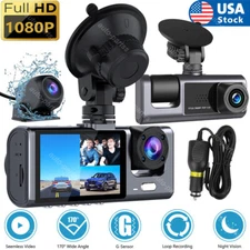 3 Lens Car DVR Dash Cam Video Recorder G-Sensor 1080P Front/Rear/Inside Camera