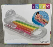Intex King Kool Lounge Floating Swimming Inflatable Pool Lounger Cup Holder