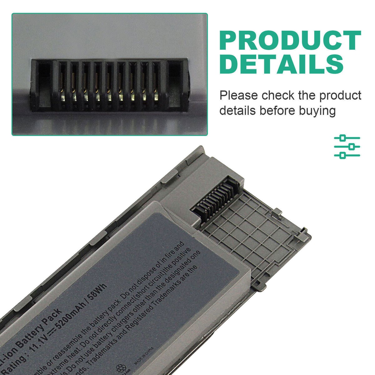 6 Cell Li-ion Laptop Battery for Dell Latitude D620 D630 D631 D640 M2300 PC764 TC030 Replacement 11.1V 5200MAH Notebook Battery