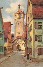 Postcard Rothenburg ob der Tauber Bavaria Germany Street Scene