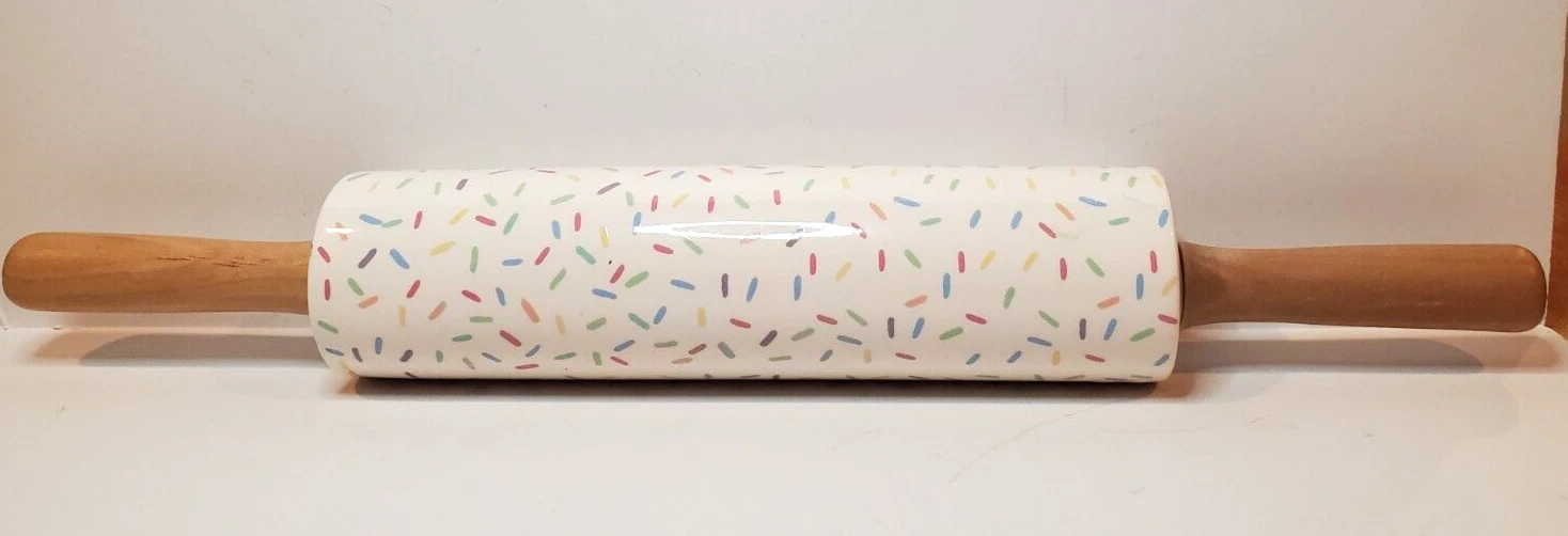 Martha Stewart Ceramic Rolling Pin Multicolor Confetti Birthday Cake Sprinkles