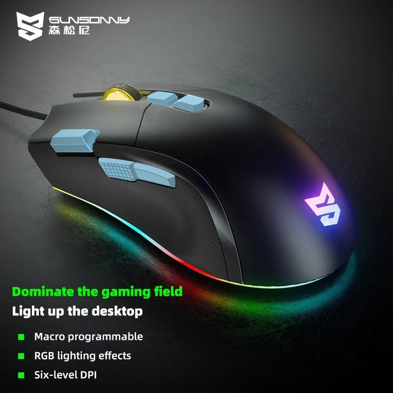 Ergonomic Wired Gaming Mouse 7200 Optical 8 Programmable Buttons RGB Light - Image 4 of 4
