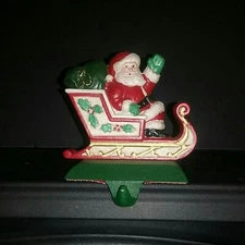 Midwest Imports Cannon Falls SANTA IN SLEIGH Vintage Cast Iron Stocking Hanger
