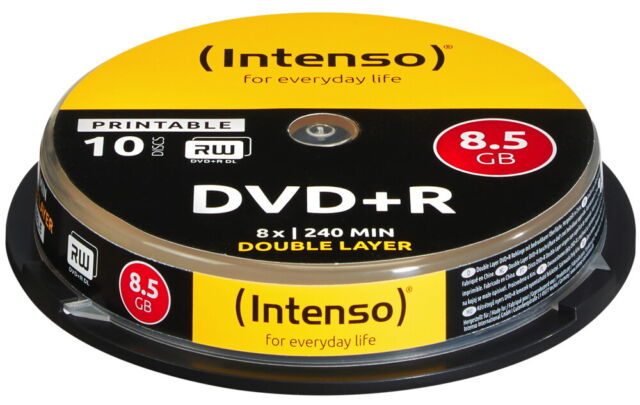 20 Intenso Rohlinge DVD+R Double Layer full printable 8 5GB 8x Spindel