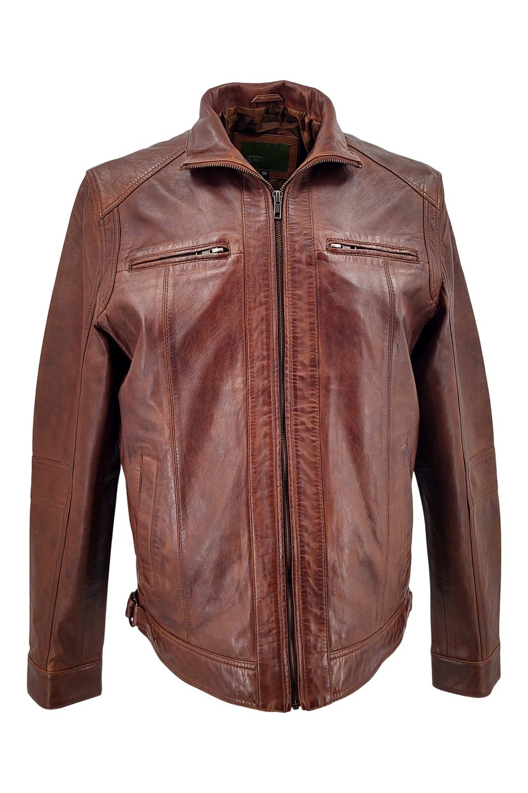 Levinsky Marlow Men's Cognac Lamb Nappa Leather Jacket Size 56-image