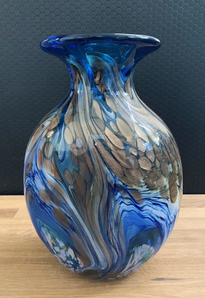 Glasvase Vase Blumenvase Kunstvase Tischvase Glaskunst Murano Stil Deko Blumen - Bild 2 von 4