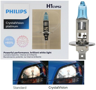Philips Crystal Vision Platinum H1 55W Two Bulbs Headlight Cornering Replacement