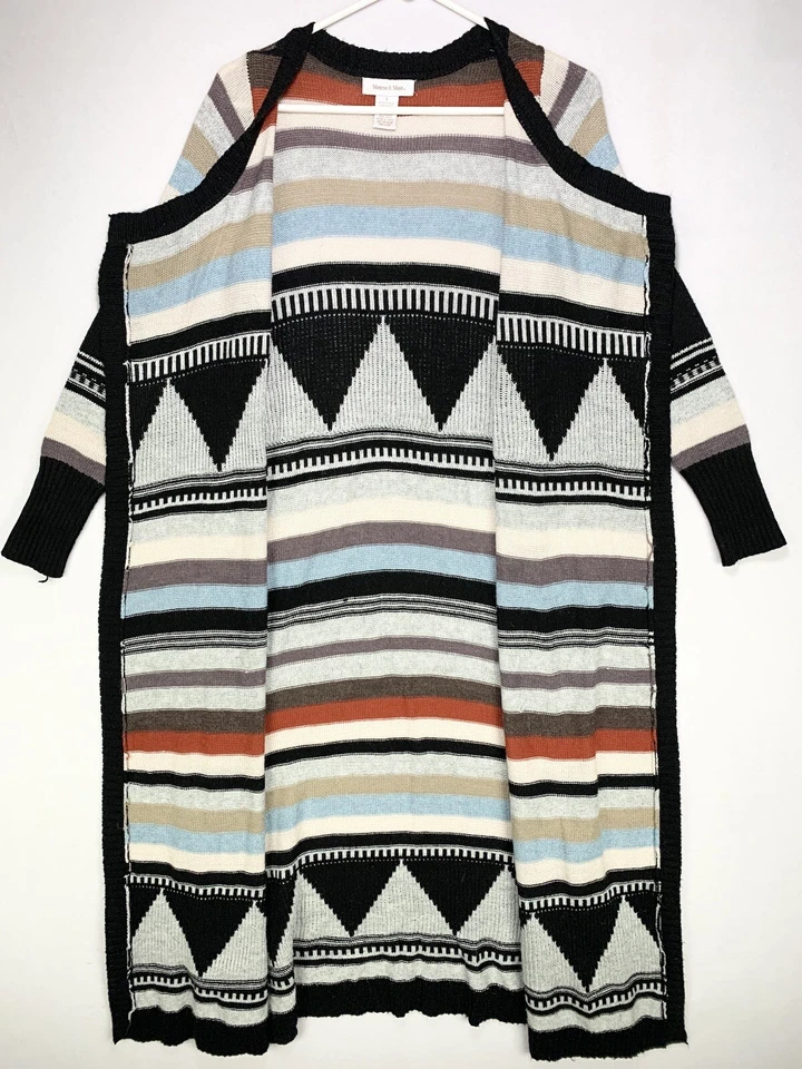 Monroe & Main Mujeres Suroeste Azteca Tejido Abierto Bata Largo Plumero Kimono Pequeño Foto 4 de 4