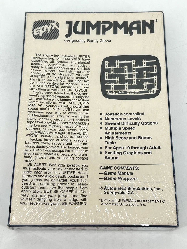 JumpMan Disk For Atari 400/800 by EPYX Brand New Sealed! - Image 2 of 4