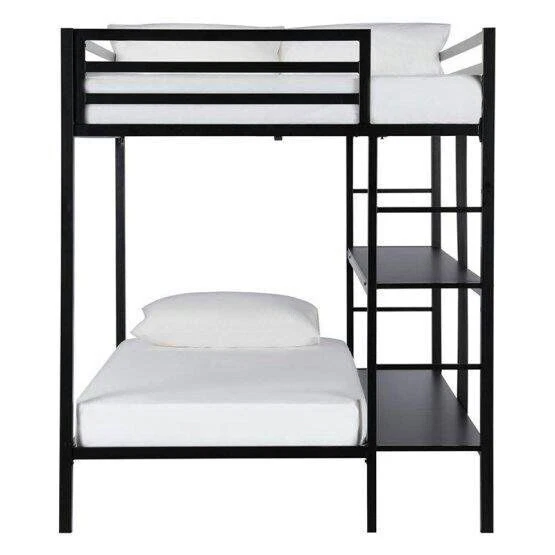 Двухъярусная кровать DHP Full Over с металлическим каркасом и лестницей черная (только самовывоз) - Изображение 4 из 4