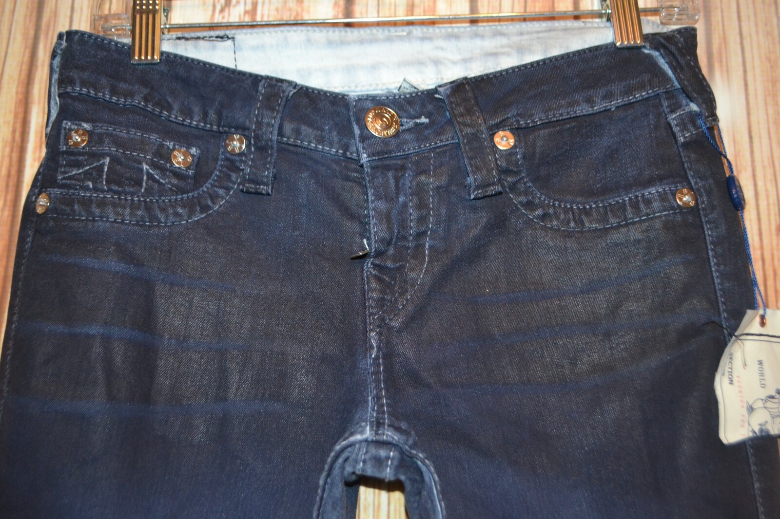 NWT True Religion Women's Skinny No Pocket Flap Dark Blue Denim Jeans Sz 28x32 thumbnail 8