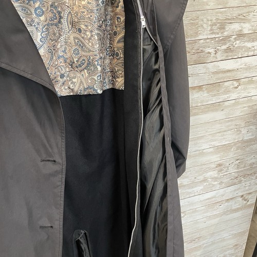 Vintage London Fog L.E. Womens Size 14P Trench Coat Black Hooded Removable Liner - Picture 11 of 19