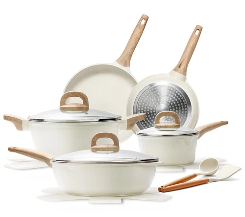 14 Pcs Pots and Pans Set Nonstick Cookware Sets Granite Induction Cookware No...