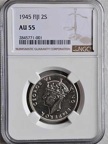 Fiji 2 Shillings 1945 NGC AU 55