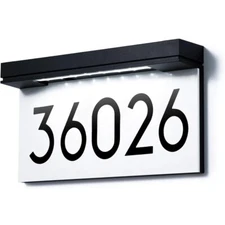Solar House Number Address Sign Plaque LED Lighted Up for House Garden Street