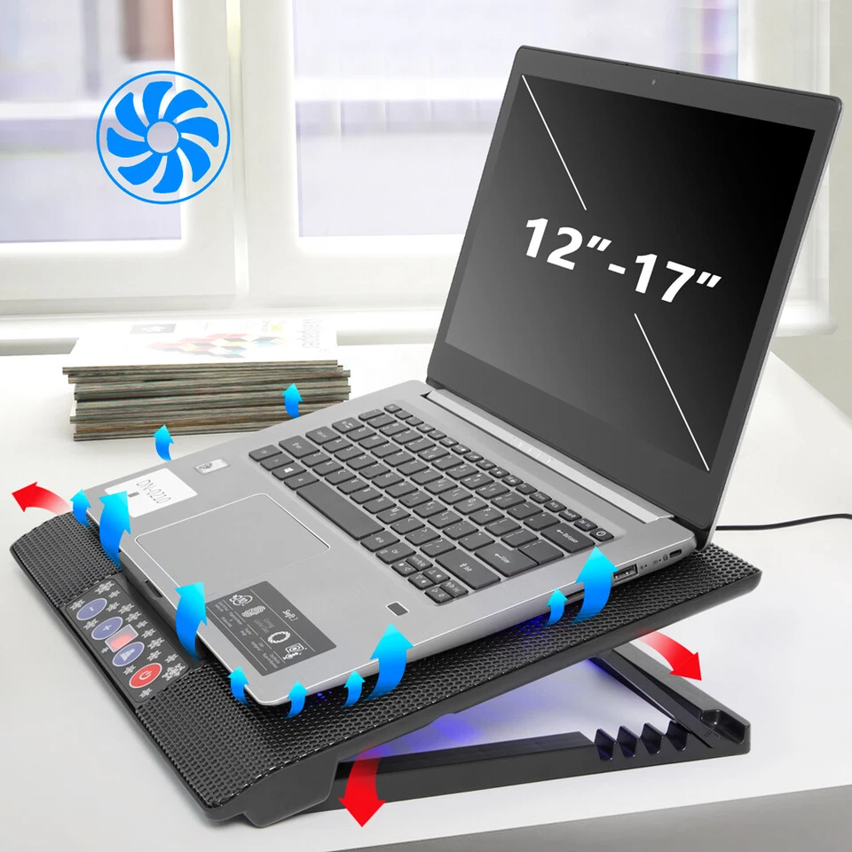 Notebook Laptop Kühlpad Kühler Cooler Ständer 6x Lüfter LED Für 12-17 Zoll - Bild 2 von 4