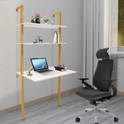 Wall Mount Writing Table 3-tier Computer Desk Storage Home Office w/ Power Strip