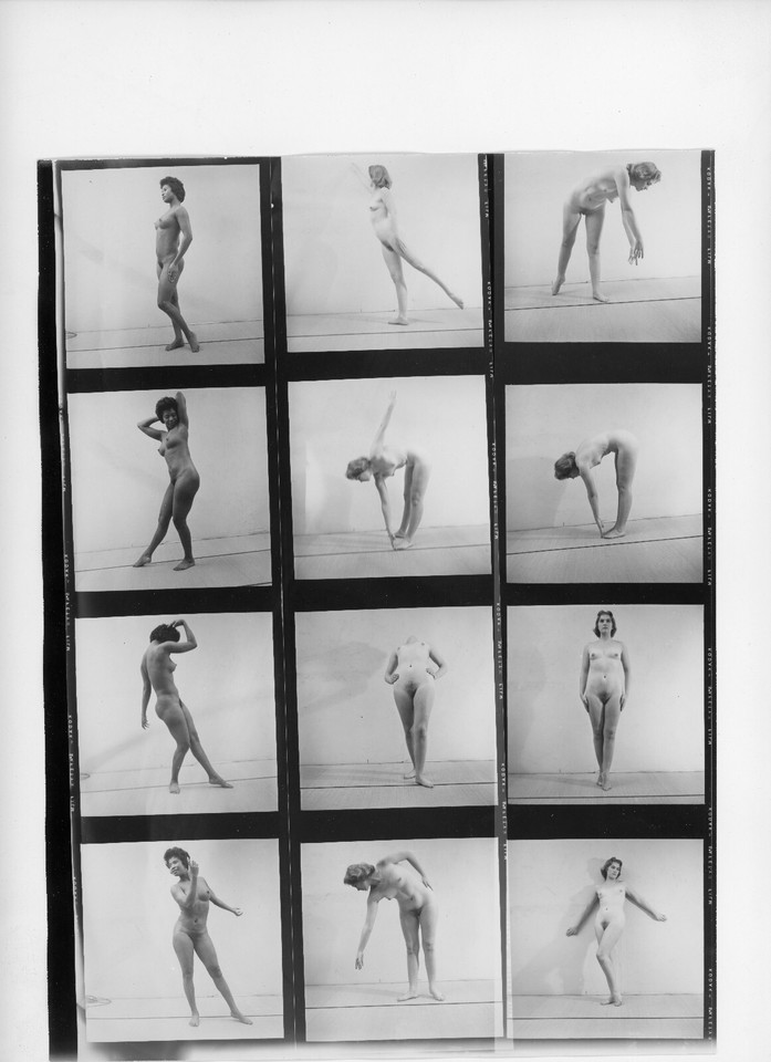 B&W Vintage 1950's Nude Sexy Models Girlie 346ea 2 1/2"Contact Prints