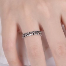 Half Eternity Bridal Set Ring 1ct Round Simulated Diamond 14k White Gold Plated