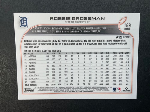 Robbie Gossman 2022 Topps Chrome Sepia Refractor Parallel #169 - Picture 2 of 2