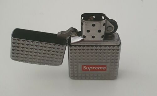 FW17 Supreme Zippo Diamond Cut Silver lighter metal made in USA Armor Case - Picture 10 of 10