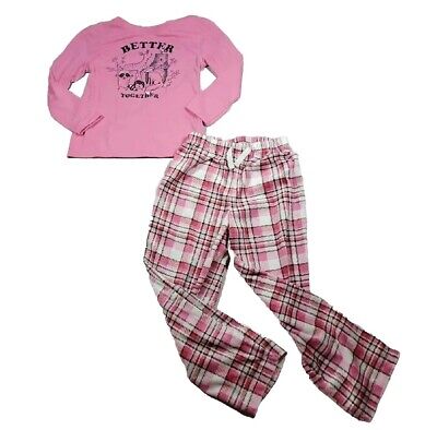 Wonder Nation Pajamas Girls Youth Size 6-6X Pink Plaid 2 Piece Flame  Resistant 