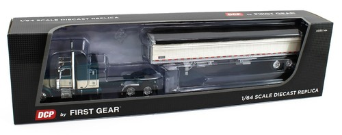 2023 DCP 1:64 *TEAL & CREAM* Peterbilt 389 63" Flattop w/WILSON GRAIN TRAILER - Picture 7 of 7