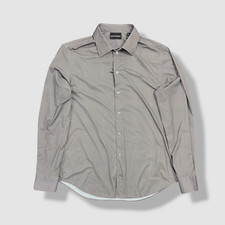 Emporio Armani Men's Gray Micro-Print Stretch Sport Shirt Size L