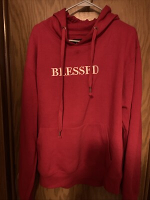Rue 21 Blessed Red Swestshirt With Hands Holding Money On Back Size Large 