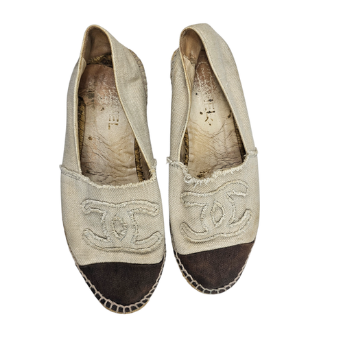 Chanel Womens Grey Canvas CC Logo Espadrilles Flats Size UK 7 EU 40 - Picture 9 of 12