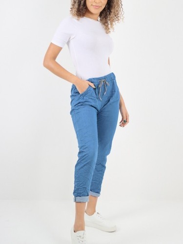 Lagenlook italienische magische Damenhose aus Denim Freizeit Stretch Jogger-Stil - Bild 6 von 17
