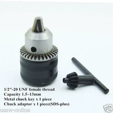 1/2" 20UNF Electric Sanou Keyed Drill Chuck with Key and Adaptor Drills 13mm