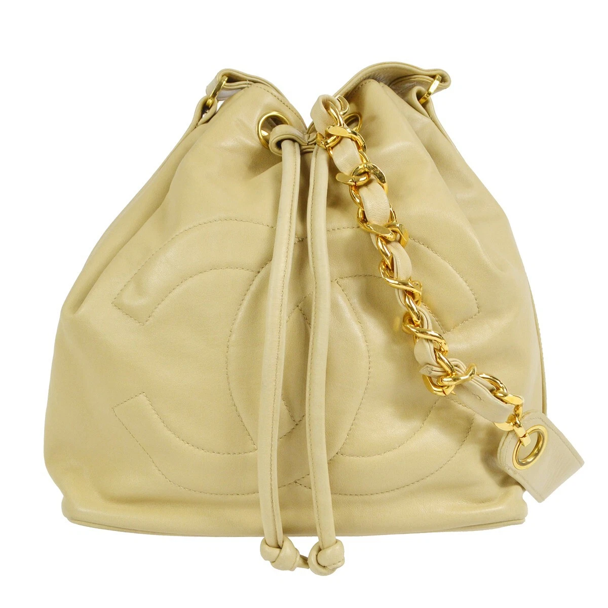 Chanel Vintage Leather Drawstring Bucket Shoulder Bag