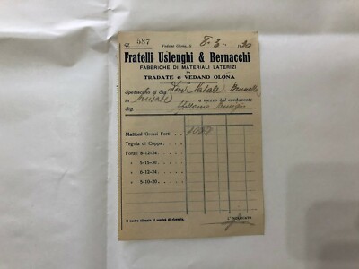 RECEIPT FRATELLI USLENGHI & BERNACCHI BUILDING MATERIAL TRADATE VEDANO OLONA.