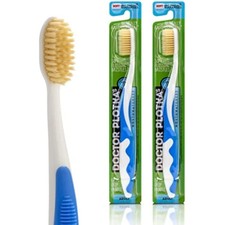 Soft flossing manual toothbrush for adults, 2 pack, blue, ultra clean,