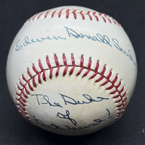 Edwin Donald Duke Snider Full Name Signed Baseball Halper Collection HOF JSA COA