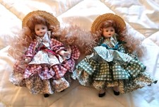 COPPIA BAMBOLE IN PORCELLANA ARTIGIANALI DA COLLEZIONE - VINTAGE ANNI '80