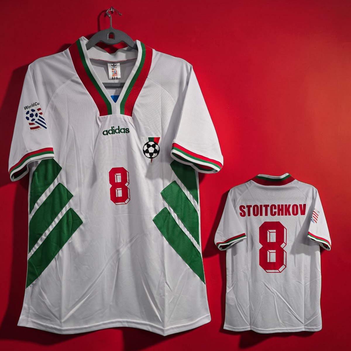 BULGARIA Home World Cup 1994 - Soccer Jersey - STOICHKOV # 8