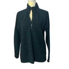 Eddie Bauer Women's Quarter Zip Fleece Pullover Sweater Dark Green Size Large