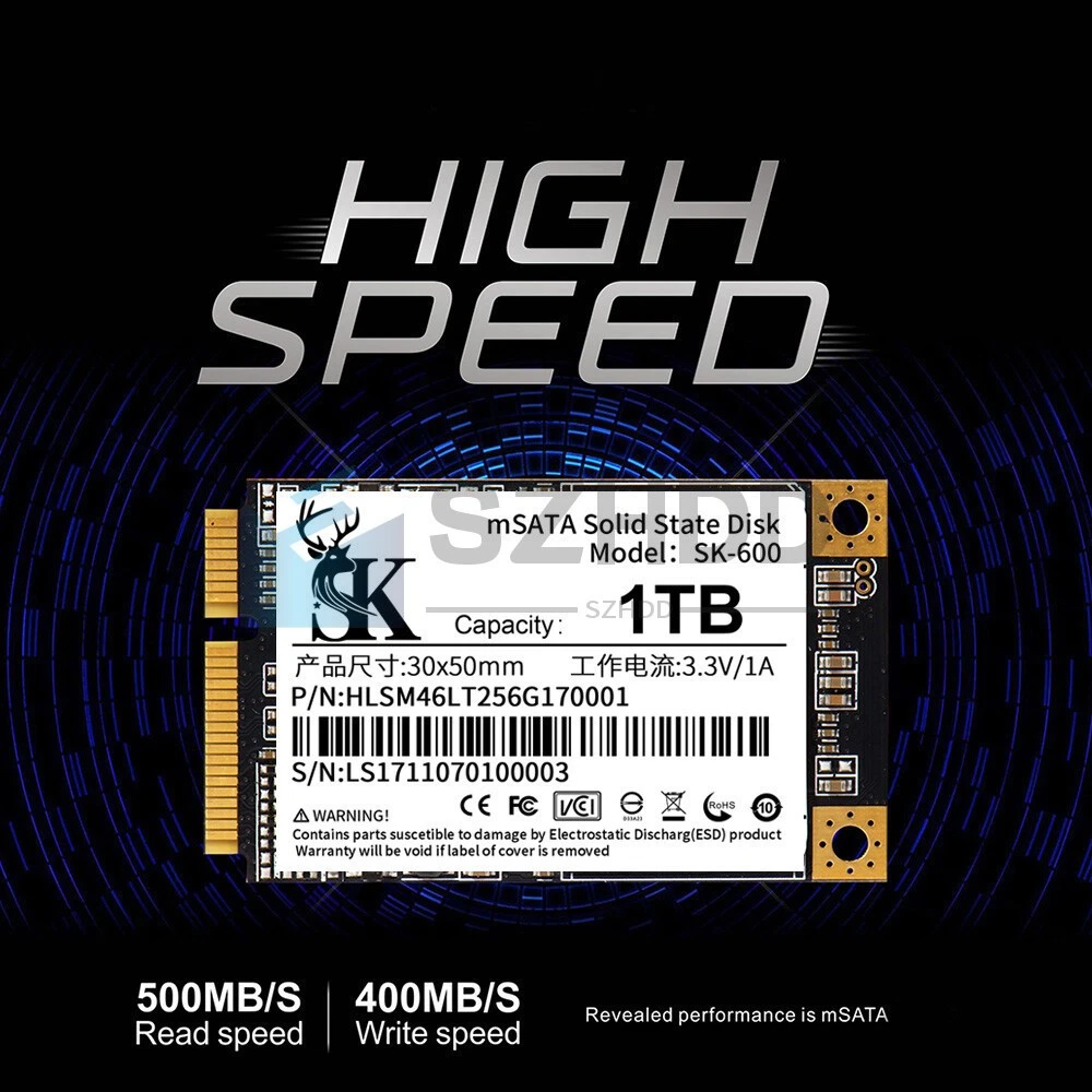 SSD Msata 1TB Unità A Stato Solido Interna | SATA III 6Gb/s, Per Laptop E Desktop, Alte Prestazioni