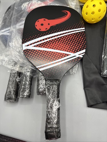 4 Pickleball Fiberglass Paddle Set, 4 Balls, 4 Cooling Towels, Bag - Picture 2 of 6