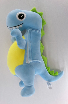 Seat Belt Blue Yellow Green 16'' Dinosaur Pillow Soft Cuddly Plush Animal- EUC