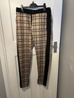 Sinners Attire MOD Grey Checked Slim Joggers Drawstring Zip Ankle M 32-36 30L
