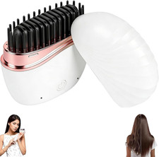 Mini Hair Straightener Brush Cordless Rechargeable 2-Speed Heat Travel Hot Comb
