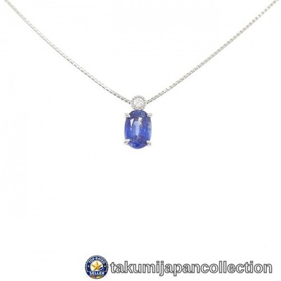 Platin Saphir Diamant Anhänger Halskette 1,136ct #M-8466