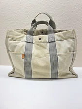 HERMÈS Fourre Tout   Grey Stripe Meduim Size TLC