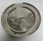 Plate Sterling Silver Richard Comyns Repousse Creation of Adam, 9" 380.5 grams