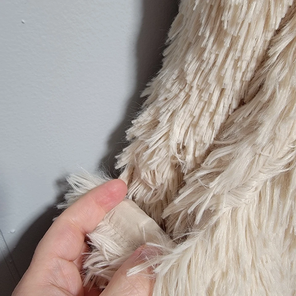 Chaleco de piel sintética crema JOlt para mujer frente abierto boho chic capas Foto 4 de 4