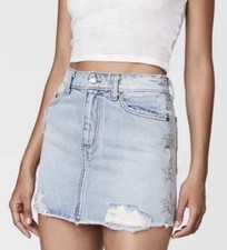 Carmar Colin Jean Skirt With Crystal Star Patches Size 25 MSRP $216